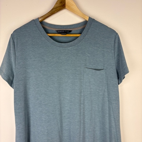 Free Fly Short Sleeve Blue Bamboo Pocket T-Shirt Dress - Picture 3 of 7